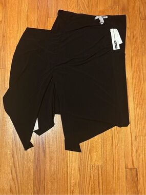VTG 90s Necessary Objects Asymmetrical Ruched Midi Skirt Black Large NWT